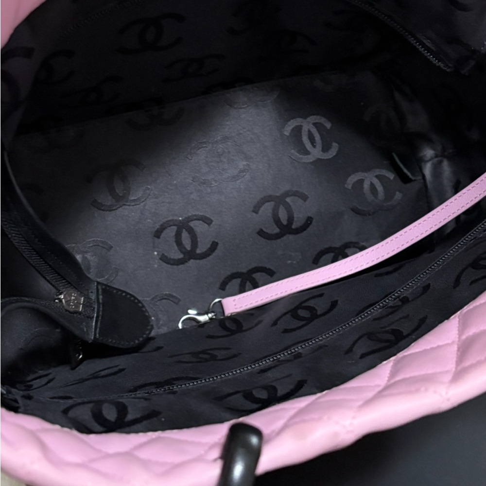 CHANEL Vintage Pink/Black Cambon Ligne Tote & Original Box - Picture 10 of 14